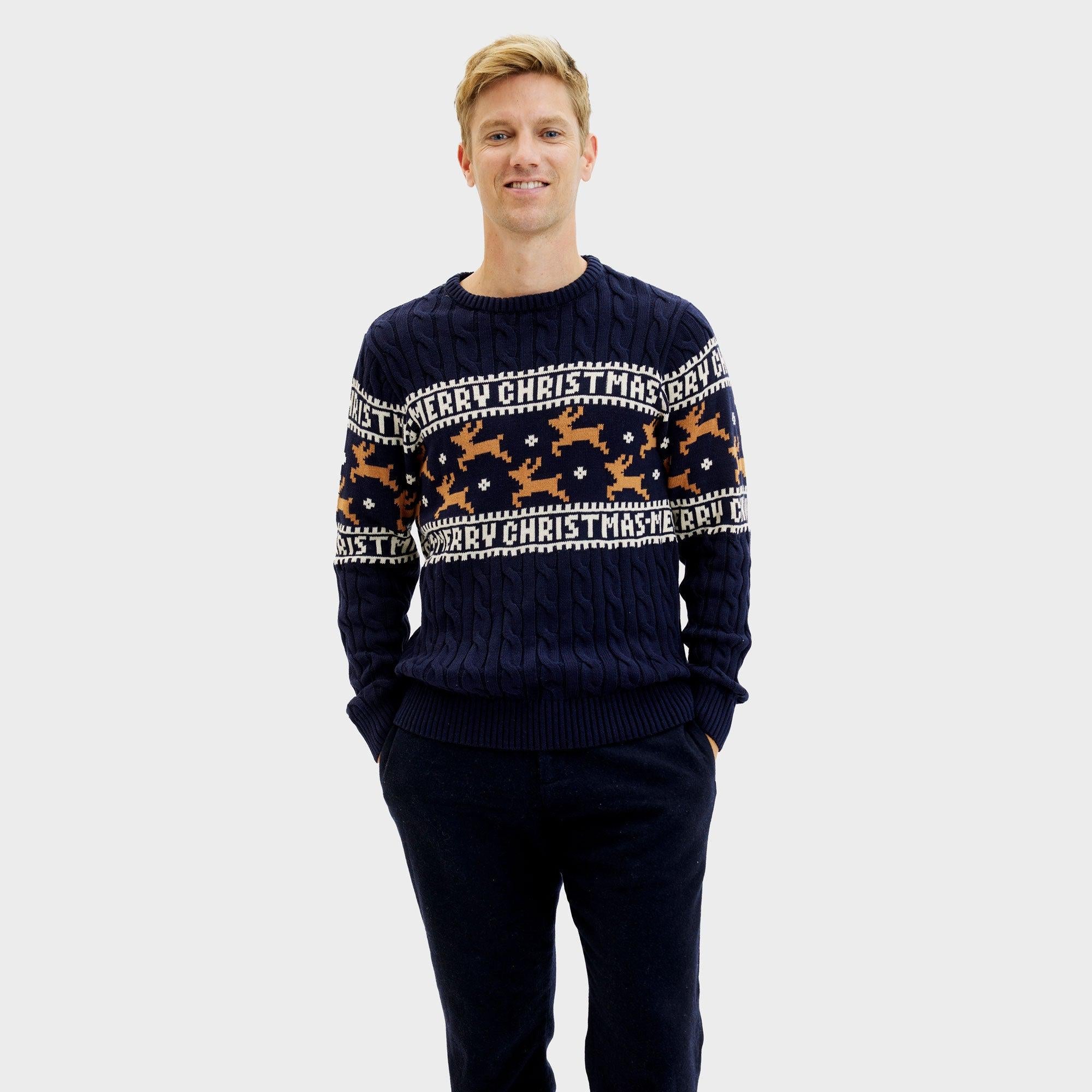 The Elegant Blue Christmas Sweater – Men